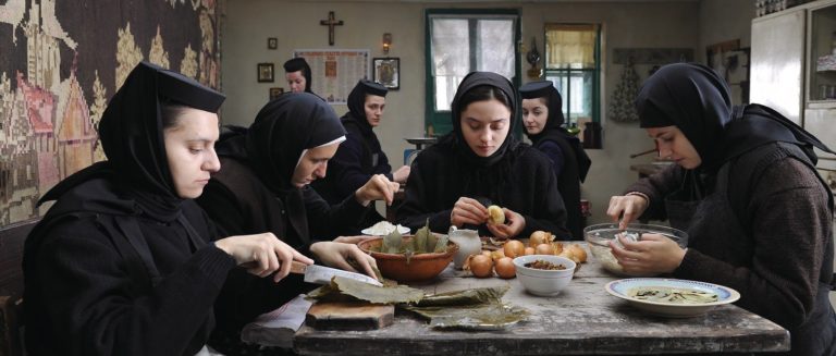 Cristina Flutur (centre) as the novice nun
