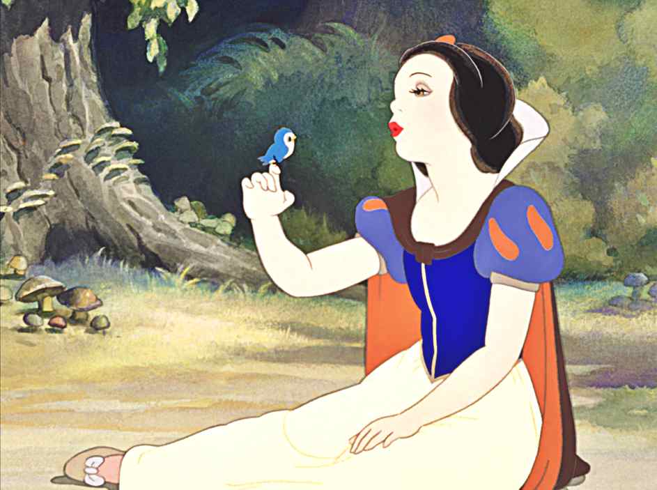 Snow White sings to the bluebird in Snow White and the Seven Dwarfs