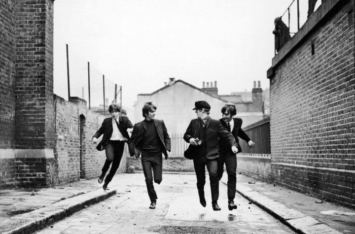 Paul, George, Ringo and John in A Hard Day's Night