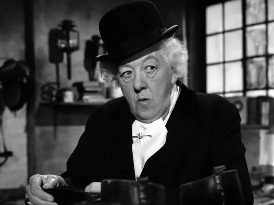Margaret Rutherford in riding gear in Murder at the Gallop