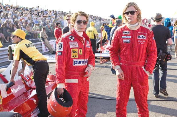 Niki Lauda and James Hunt in the pits