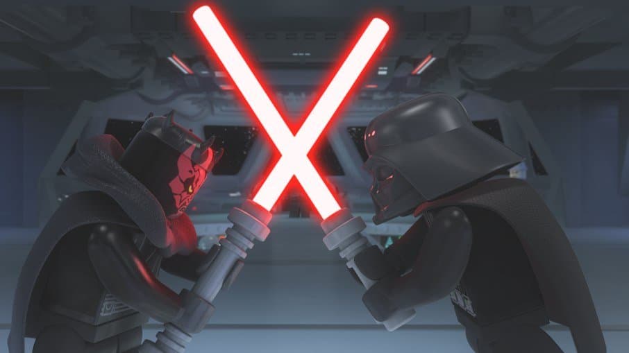 Darths Maul and Vader face off in Lego Star Wars: The Empire Strikes Out