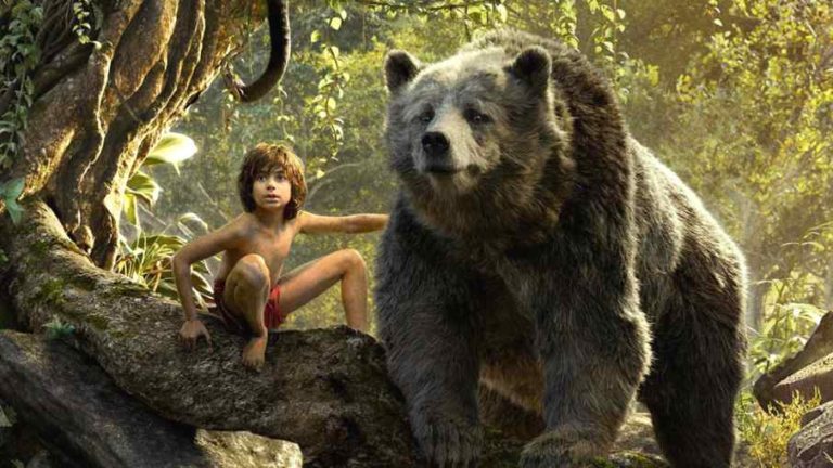 Man-cub Mowgli and Baloo