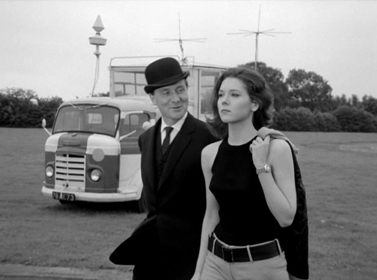 John Steed and Emma Peel on a deserted air base