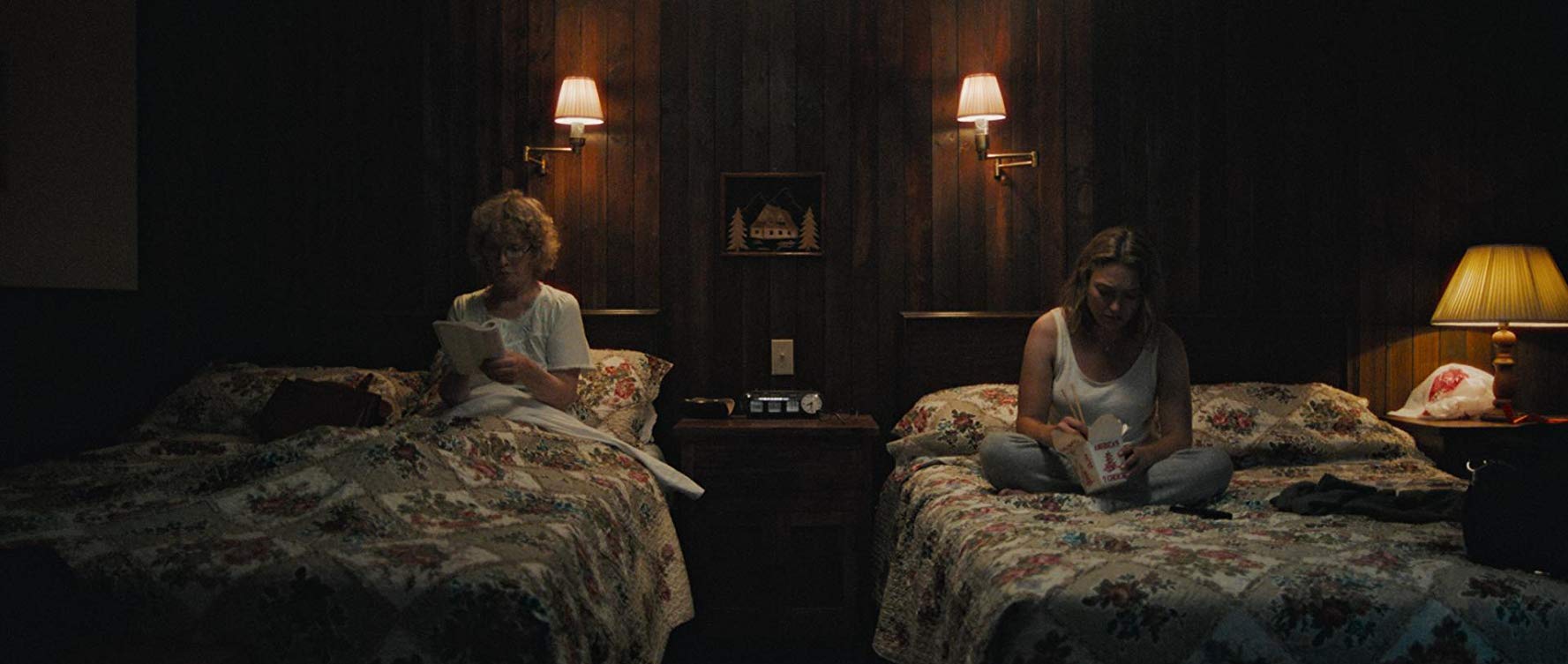 Lindsay Duncan and Sophia Myles in a motel bedroom