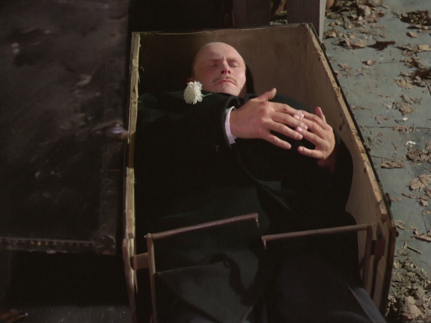 A corpse in a casket