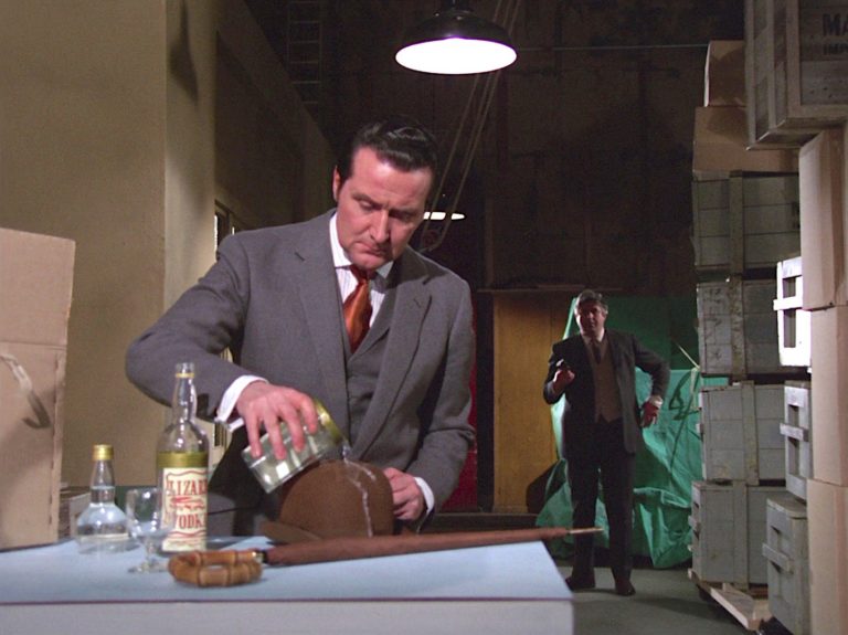 Steed pours vodka on his bowler