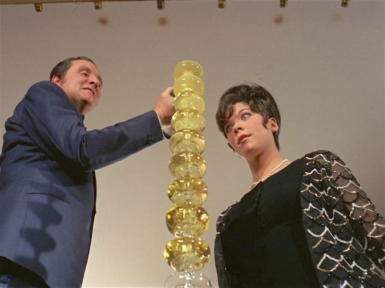 Steed, King and a stack of champagne glasses