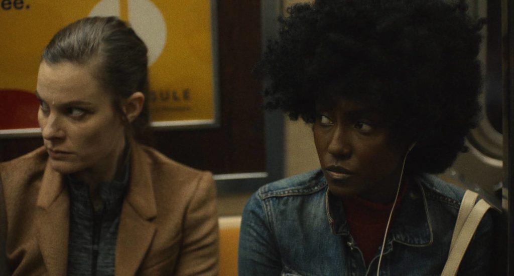 Lindsay Burdge and Jade Eshete on the subway