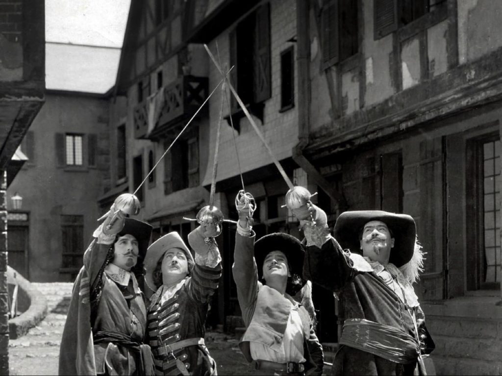 The musketeers and D'Artagnan join swords