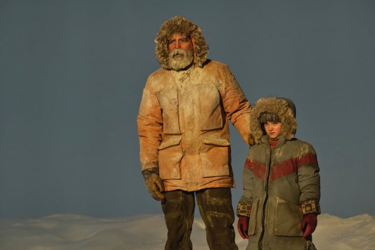 George Clooney and Caolinn Springall in Arctic gear