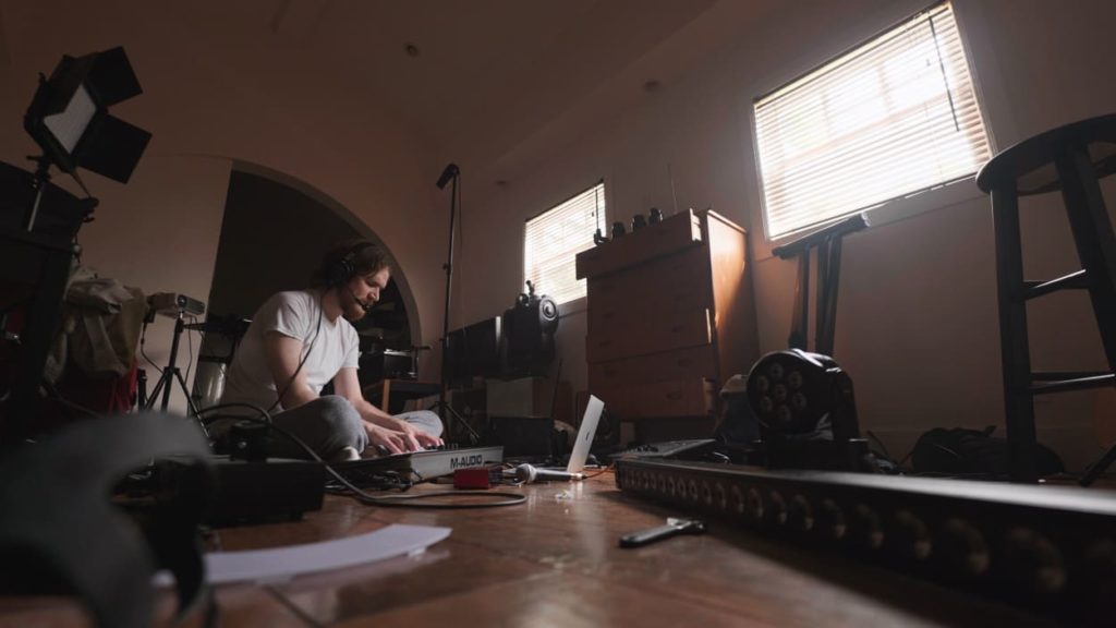 Burnham at work in his studio