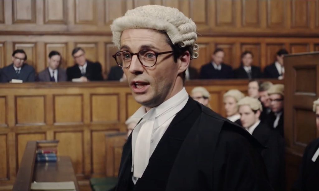 Matthew Goode dressed as a lawyer