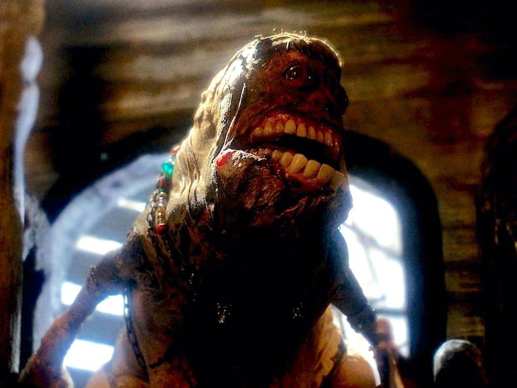 A dinosaur with human teeth