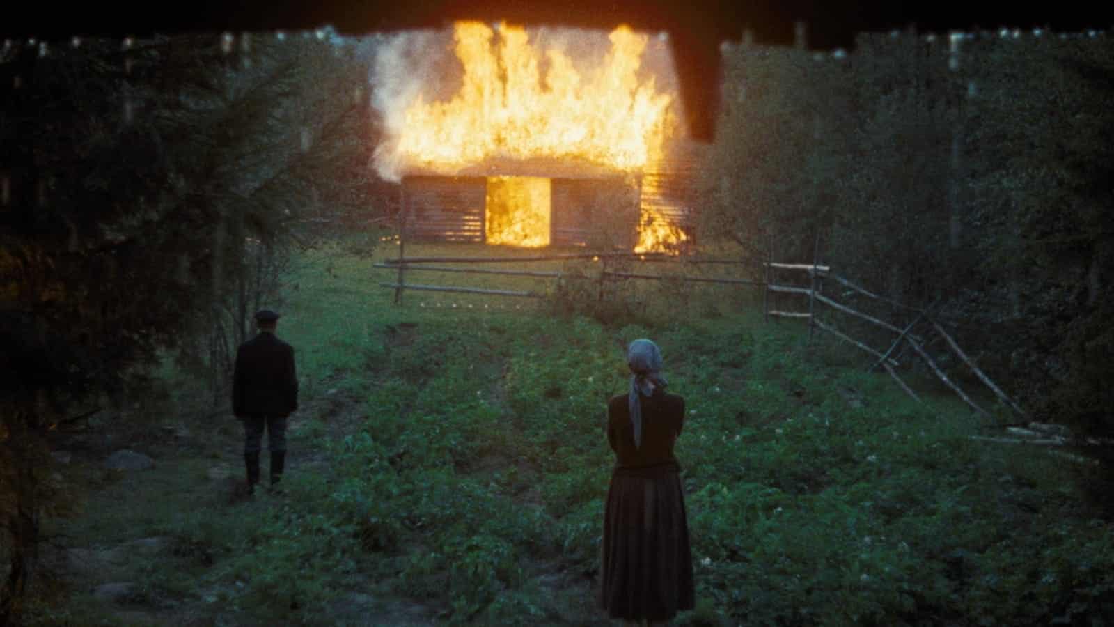 A burning barn