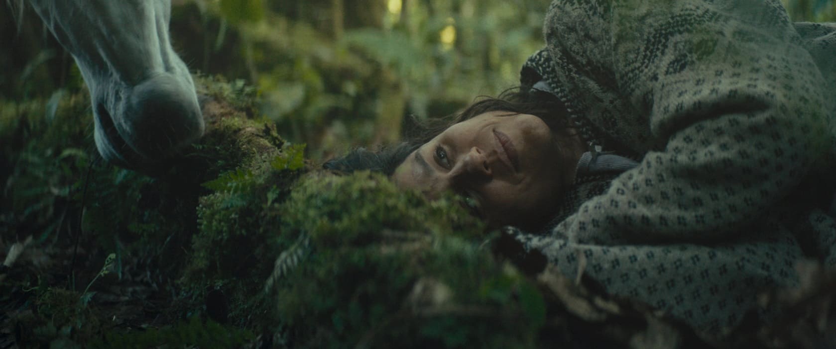 Clara lying down in the forest