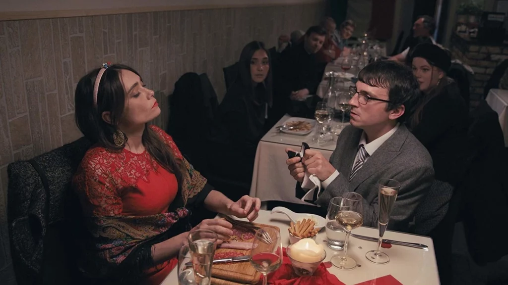 Lana and Alex in a restaurant