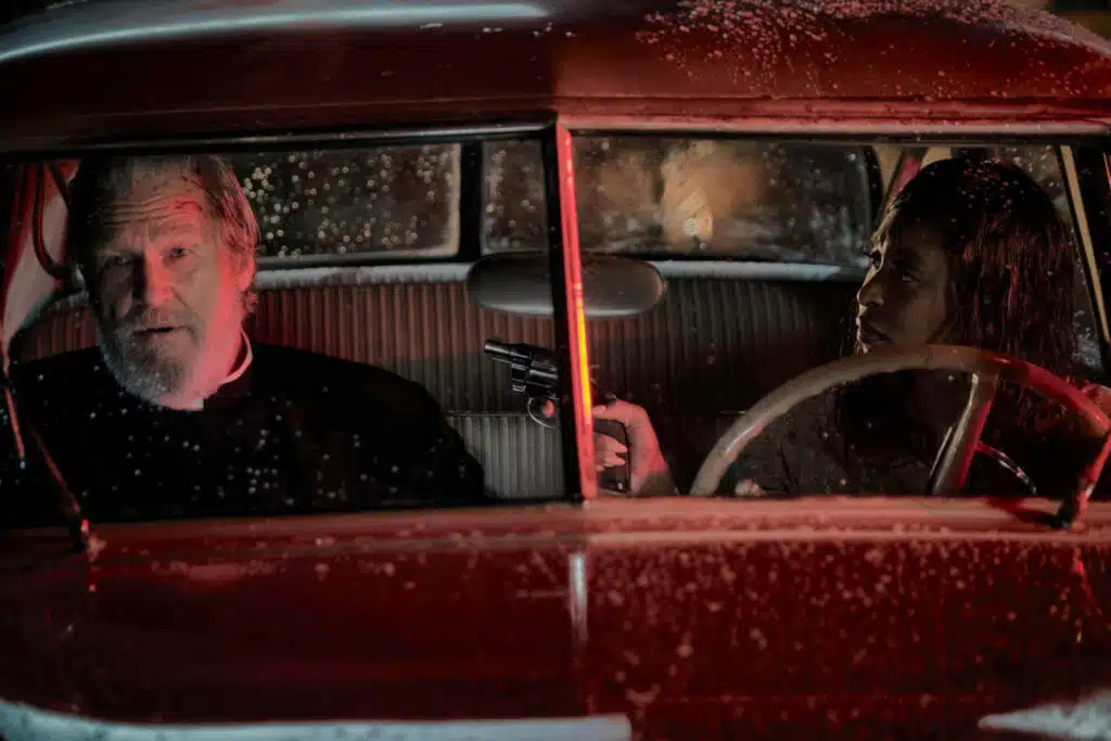 Jeff Bridges and Cynthia Erivo in a car
