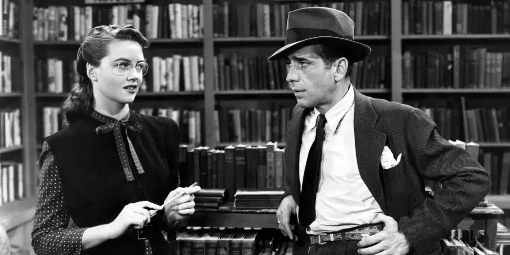 Dorothy Malone and Humphrey Bogart in the book shop scene