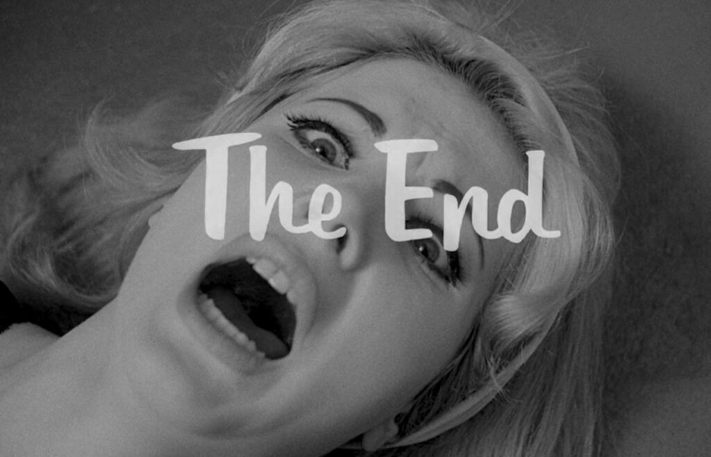 Gigi screaming beneath "The End"