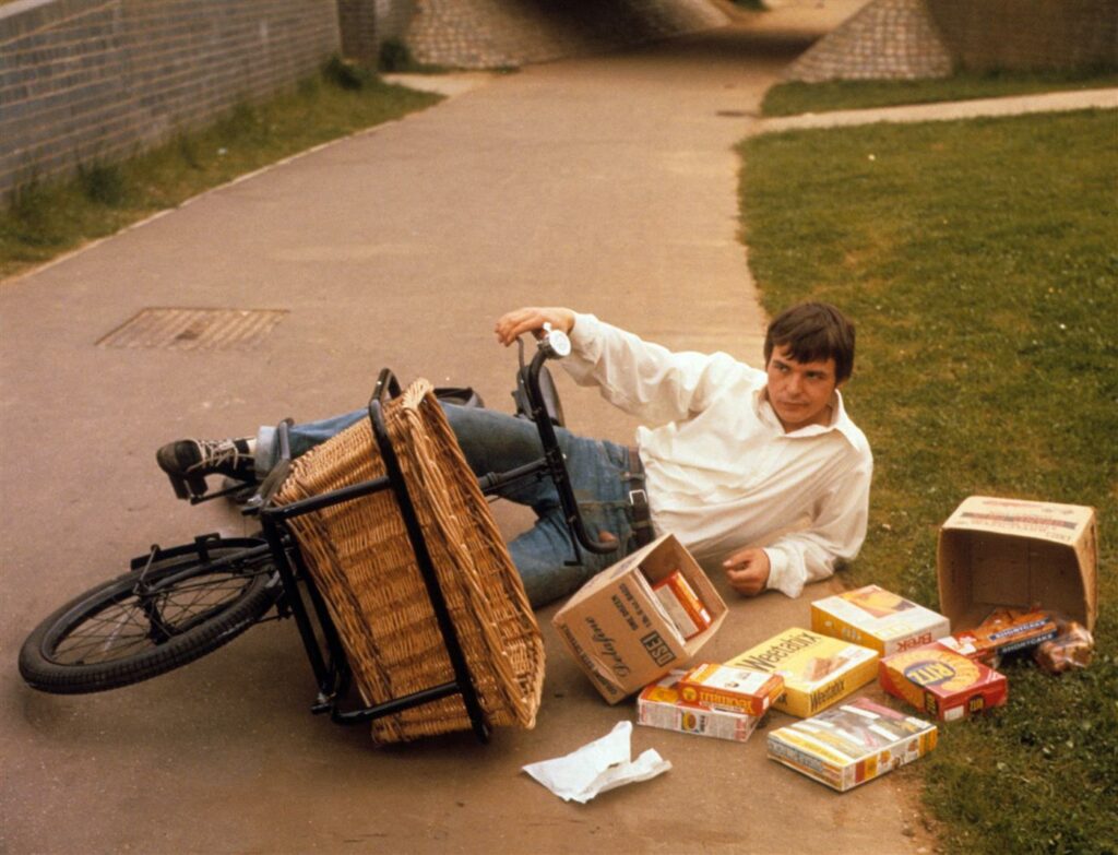 Jamie has fallen off his delivery bike