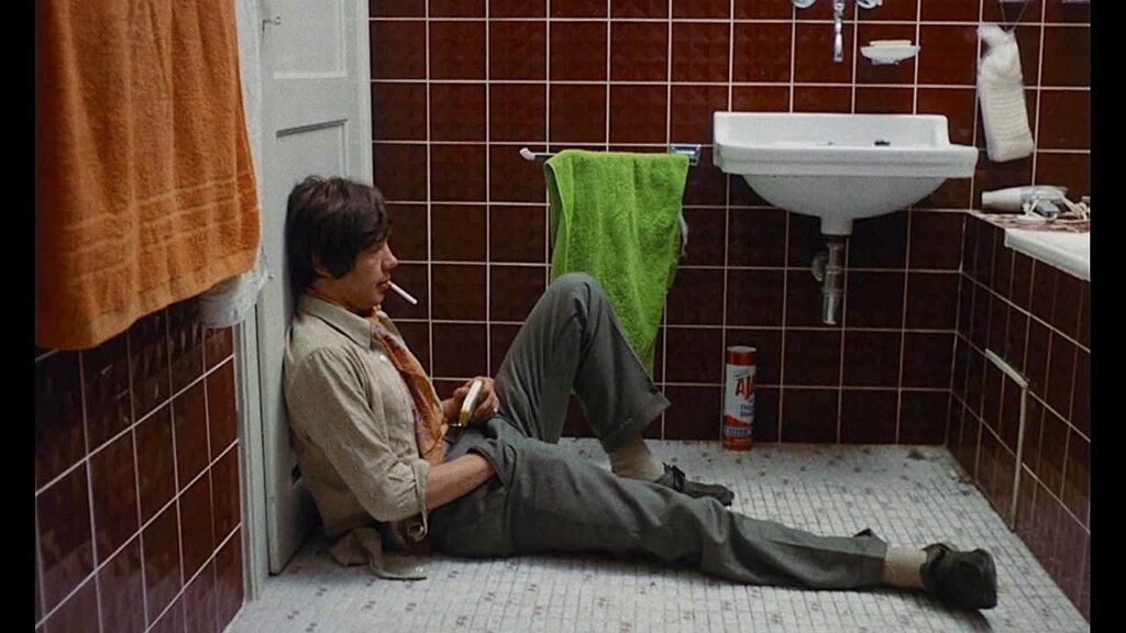 Thomas on the bathroom floor