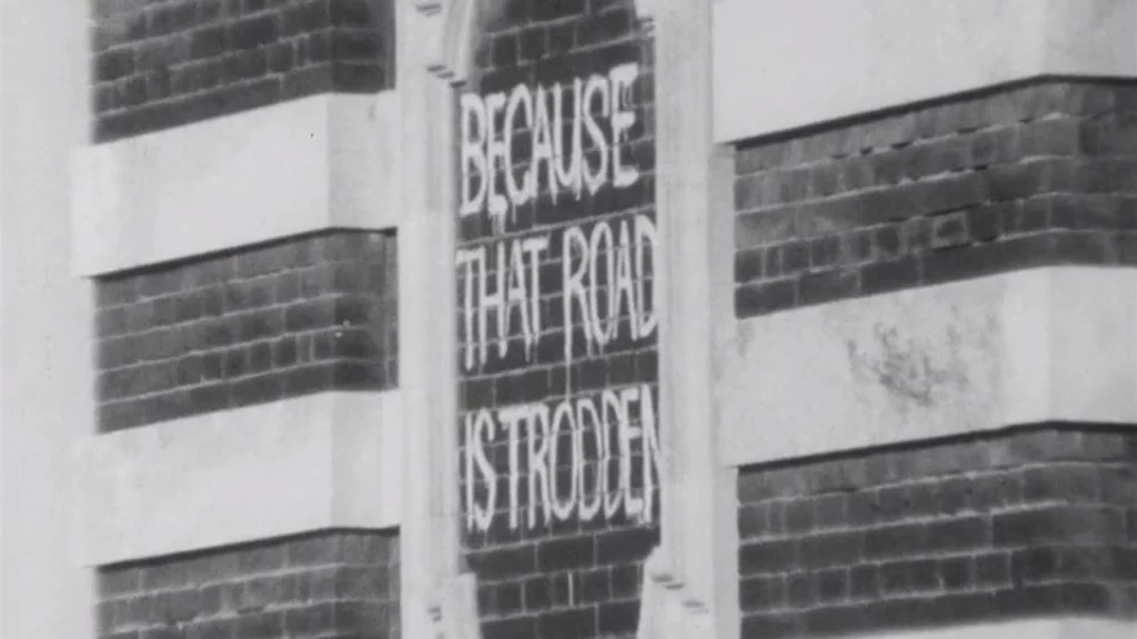 Opening credits written on the school building