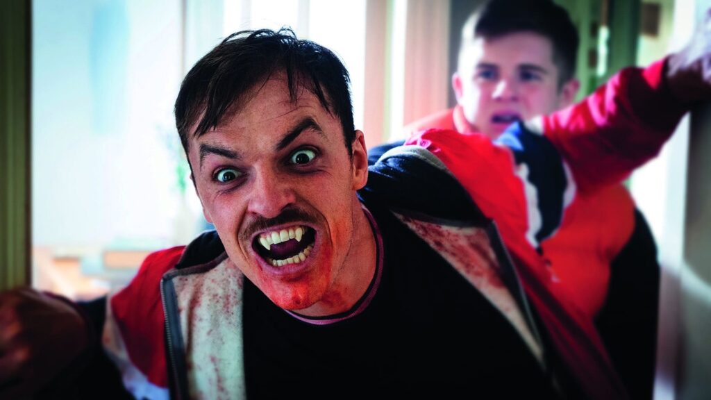 Deco with fangs, Matt behind him