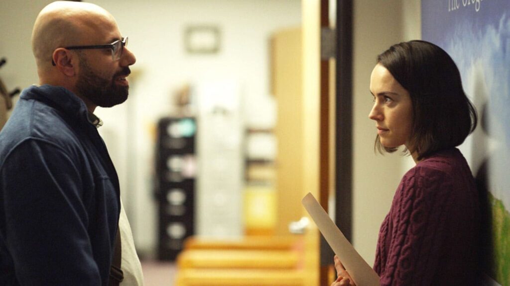 Robert and Fran face each other
