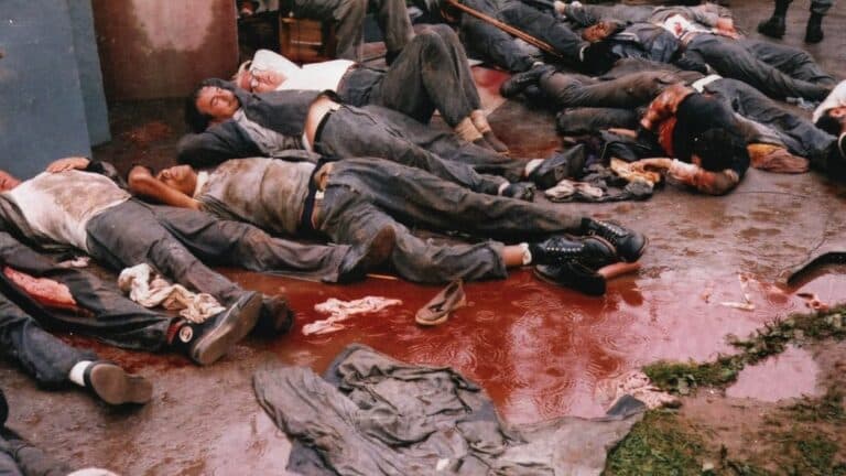 Dead inmates in the aftermath of the retaking of Attica