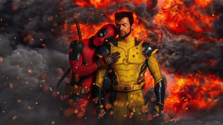 Publicity shot of Deadpool leaning on Wolverine