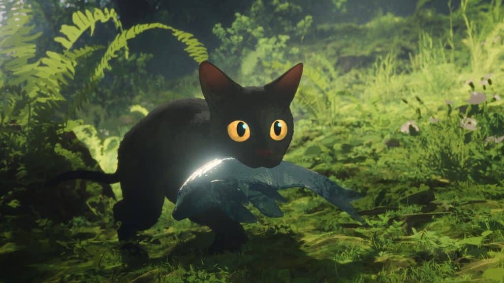 The cat has caught a fish