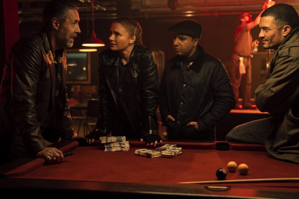 Paddy Considine with Bryce Dallas Howard, Nick Mohammed and Orlando Bloom