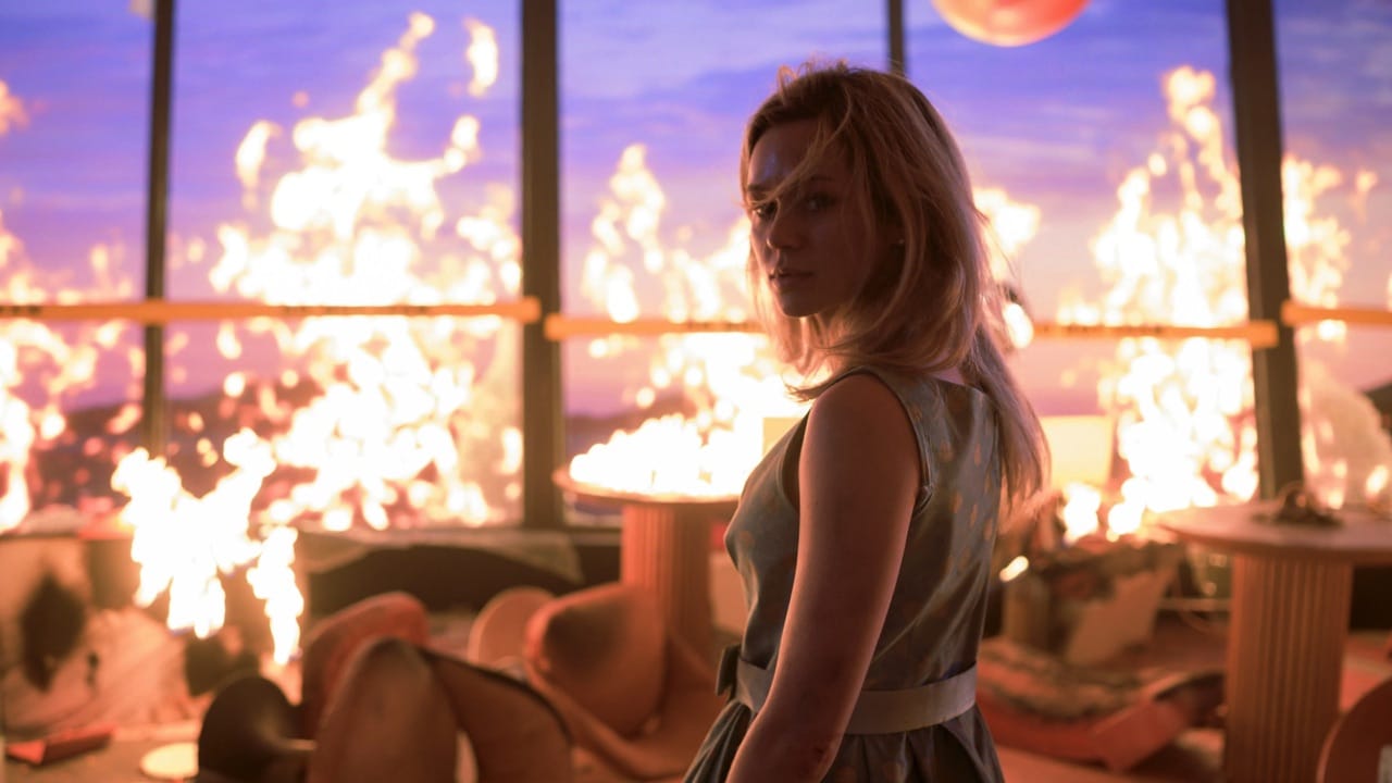Stefani in a burning building