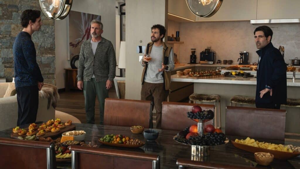 The guys meet in a big open plan living space