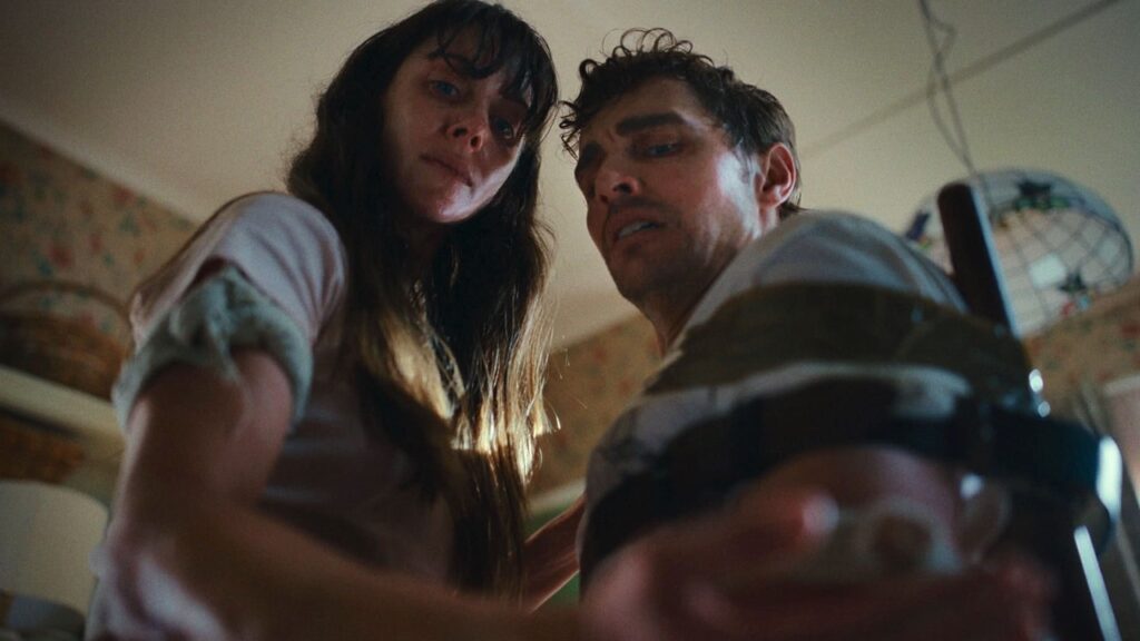 Millie and Tim seen from below