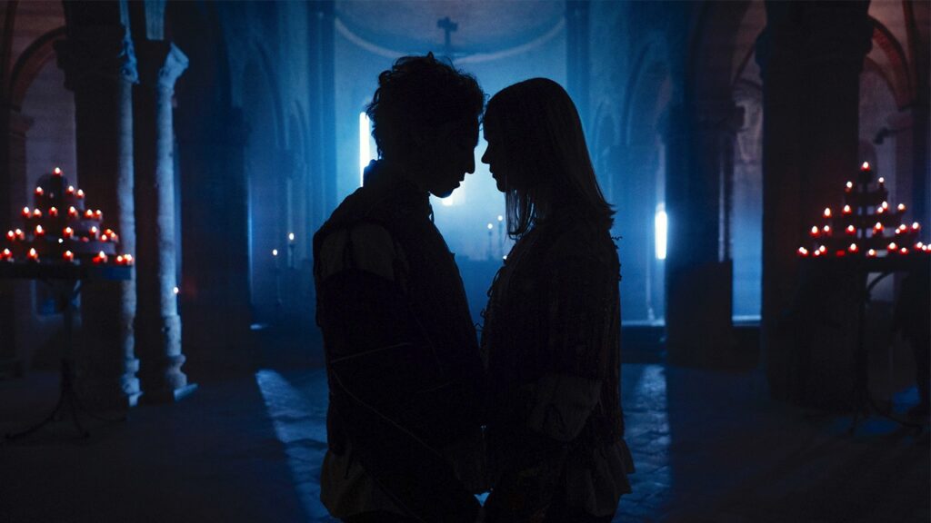 Romeo and Juliet in silhouette
