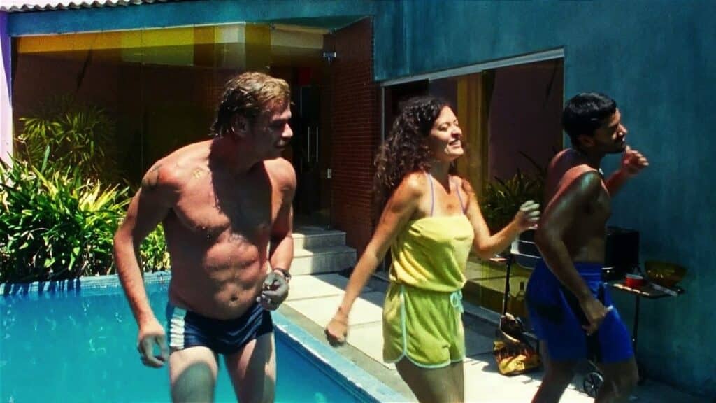 Elias, Dayana and Heraldo by the pool
