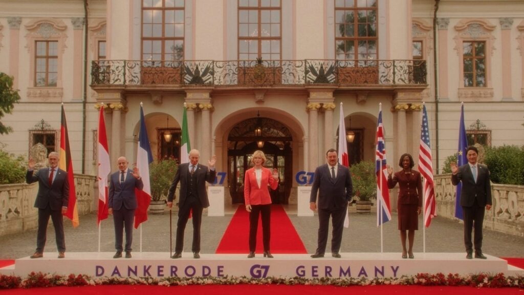 The G7 leaders line up for the formal group photo