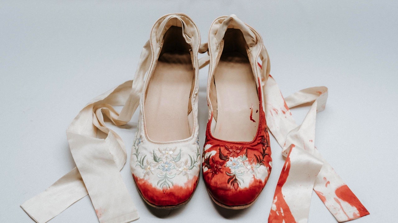 A pair of bloody dancing shoes