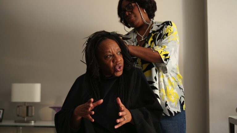Pansy has her hair done by sister Chantelle
