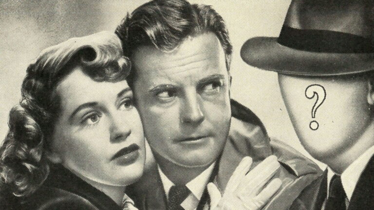 Ann and Harry with a blank-faced mystery killer
