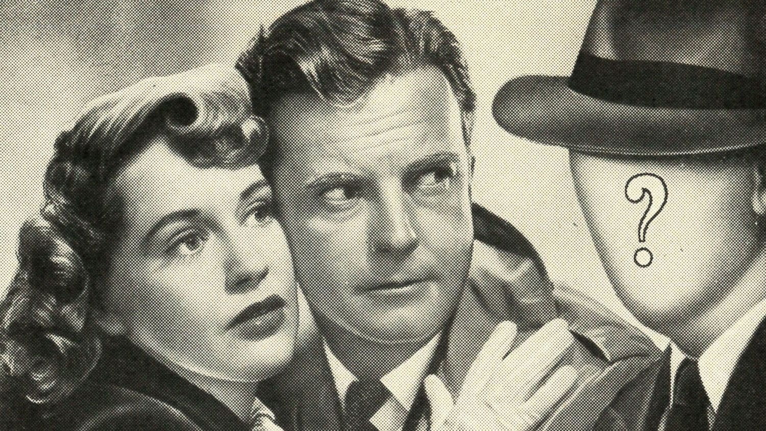Ann and Harry with a blank-faced mystery killer