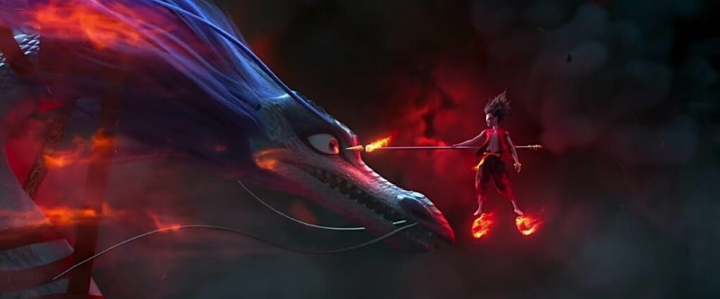 A dragon and Ne Zha go head to head