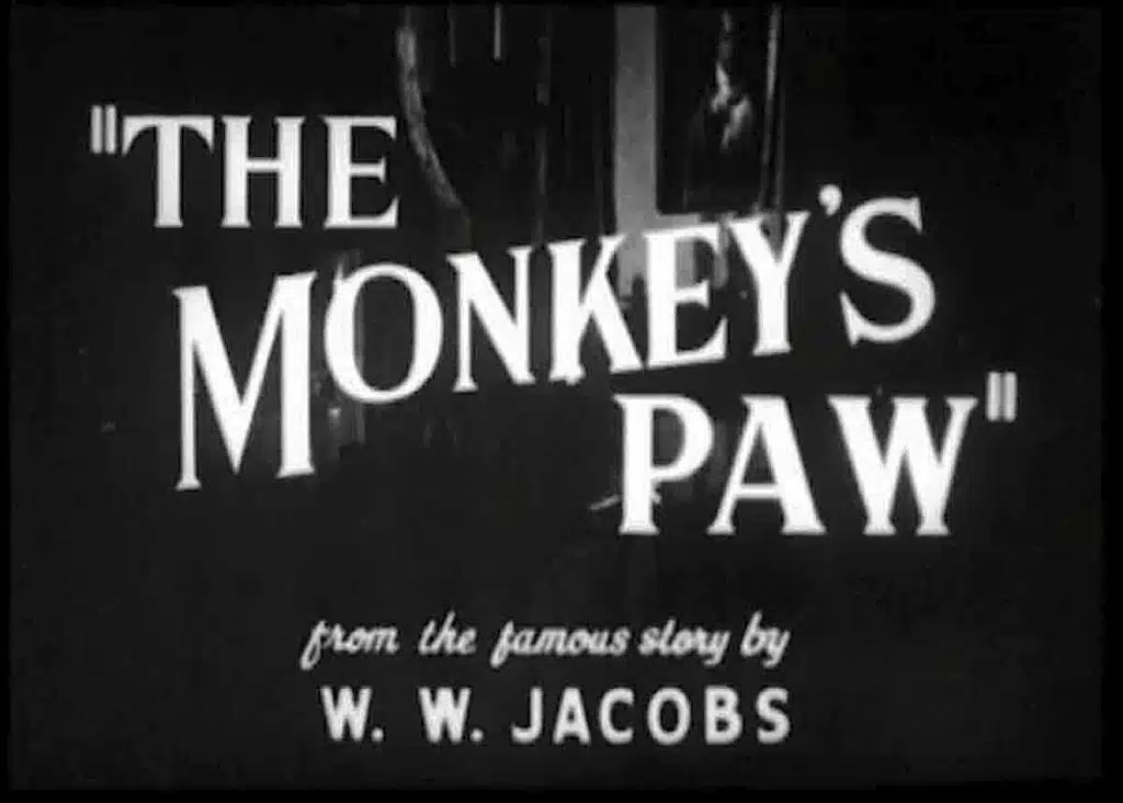 The title screen with the words The Monkey's Paw from the famous story by WW Jacobs