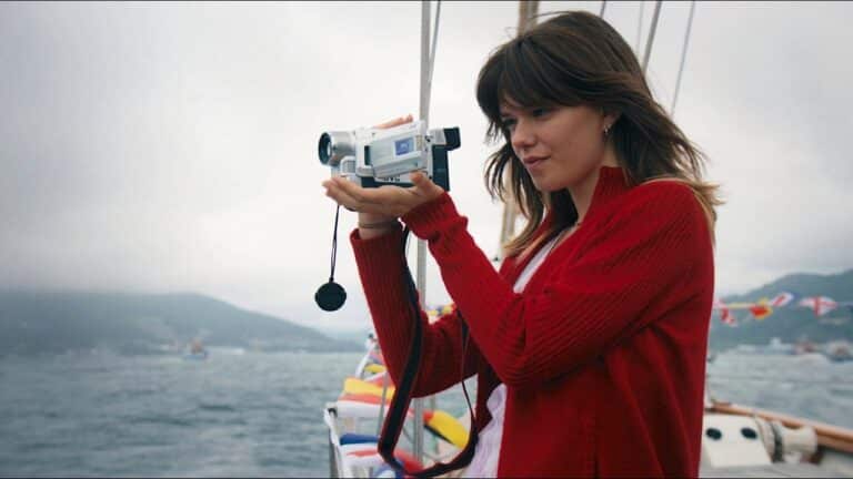 Marina with camcorder