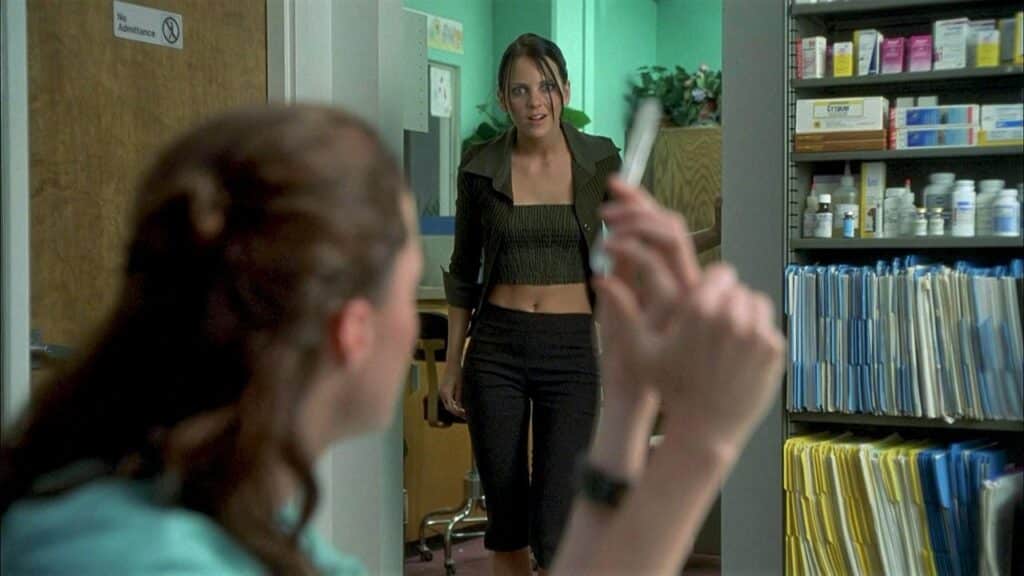 Polly talks to May at work