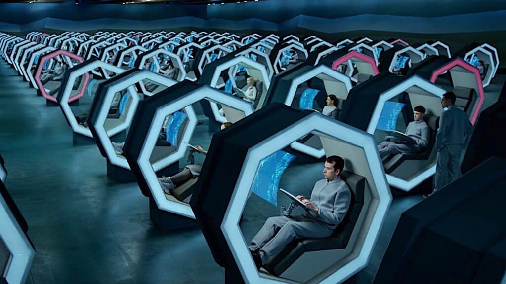 The workers in their productivity pods